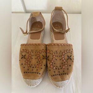 KANNA leather espadrilles sandals size 38 perforated design